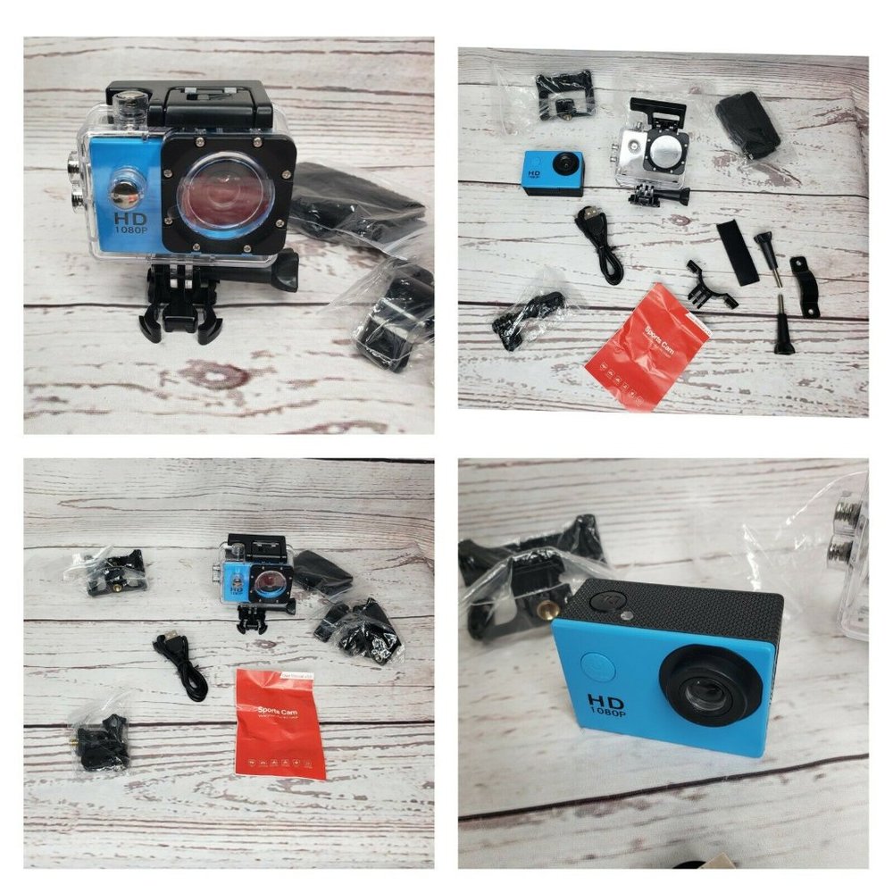 Blue Outdoor Sports Action Camera 30m Waterproof